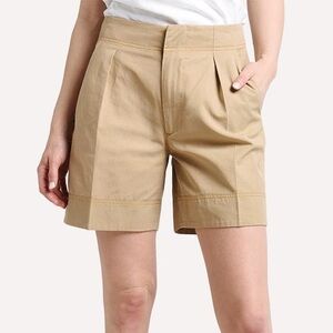 Brochu Walker Tan Pleated Cotton-Blend Shorts
